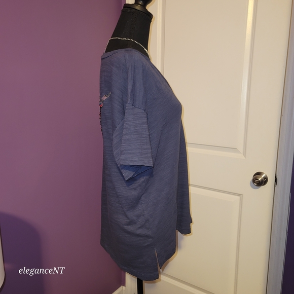 PINK By Victoria's Secret T Shirt in Blue With Sequin Dog Sz: M - Picture 7 of 10